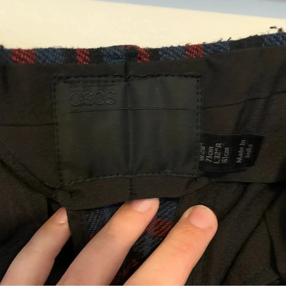 Men’s ASOS Black Label Plaid Festive Wool Blend Skinny Pants 28x32 - Picture 9 of 14